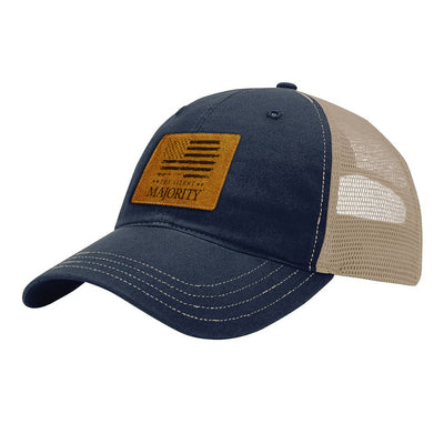 Flag & Brand Leather Patch Hat R111 Navy/Khaki